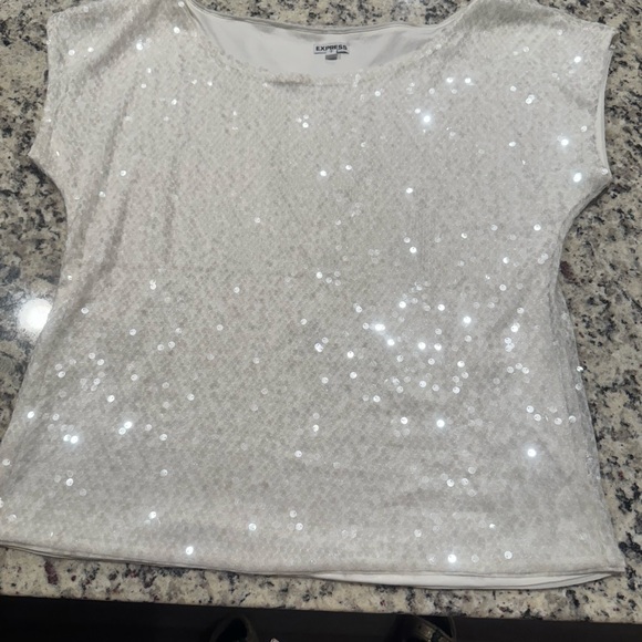 Express Other - Express Women's white blouse white Sequins